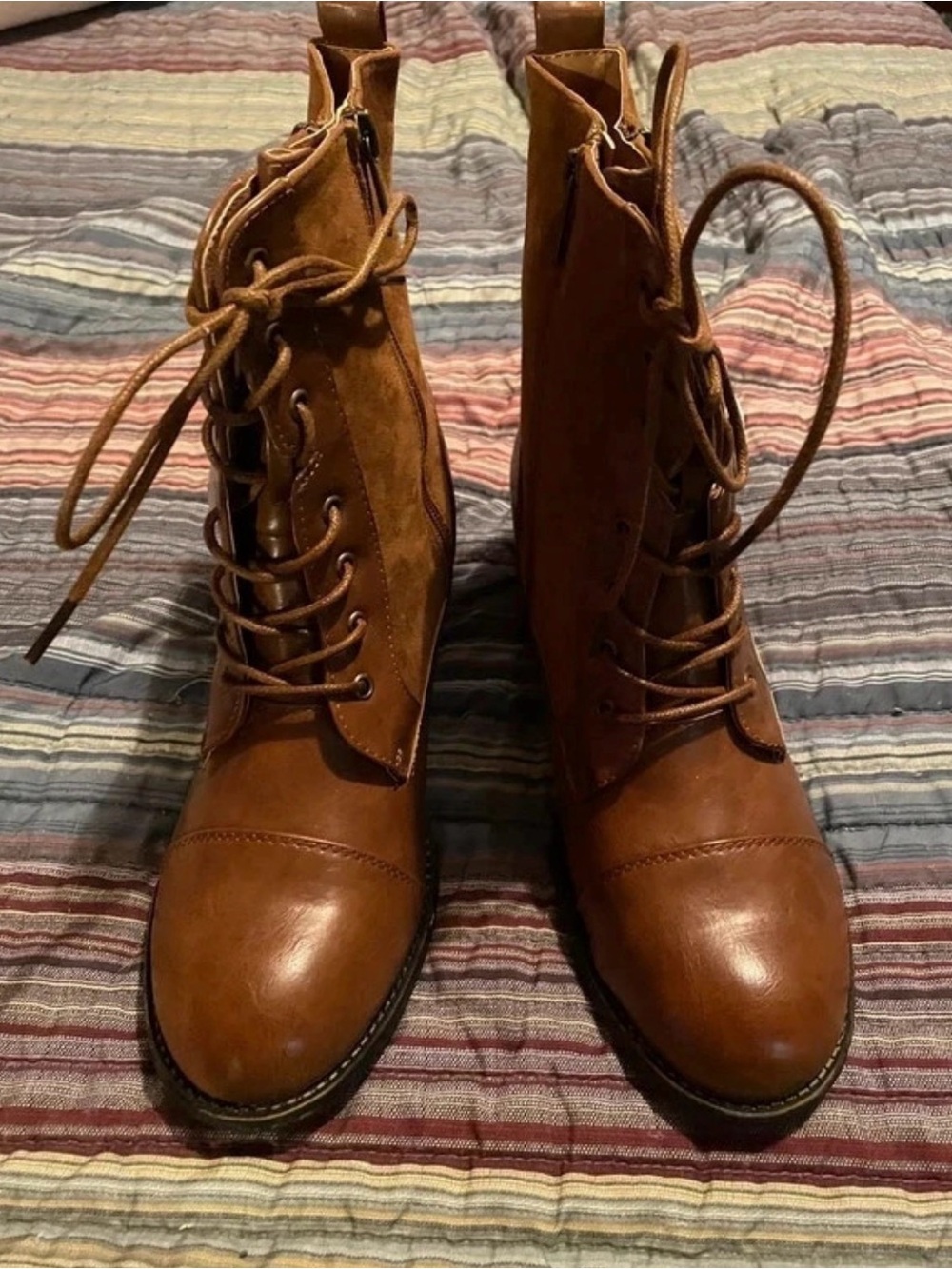 Brown Lace-Up Boots